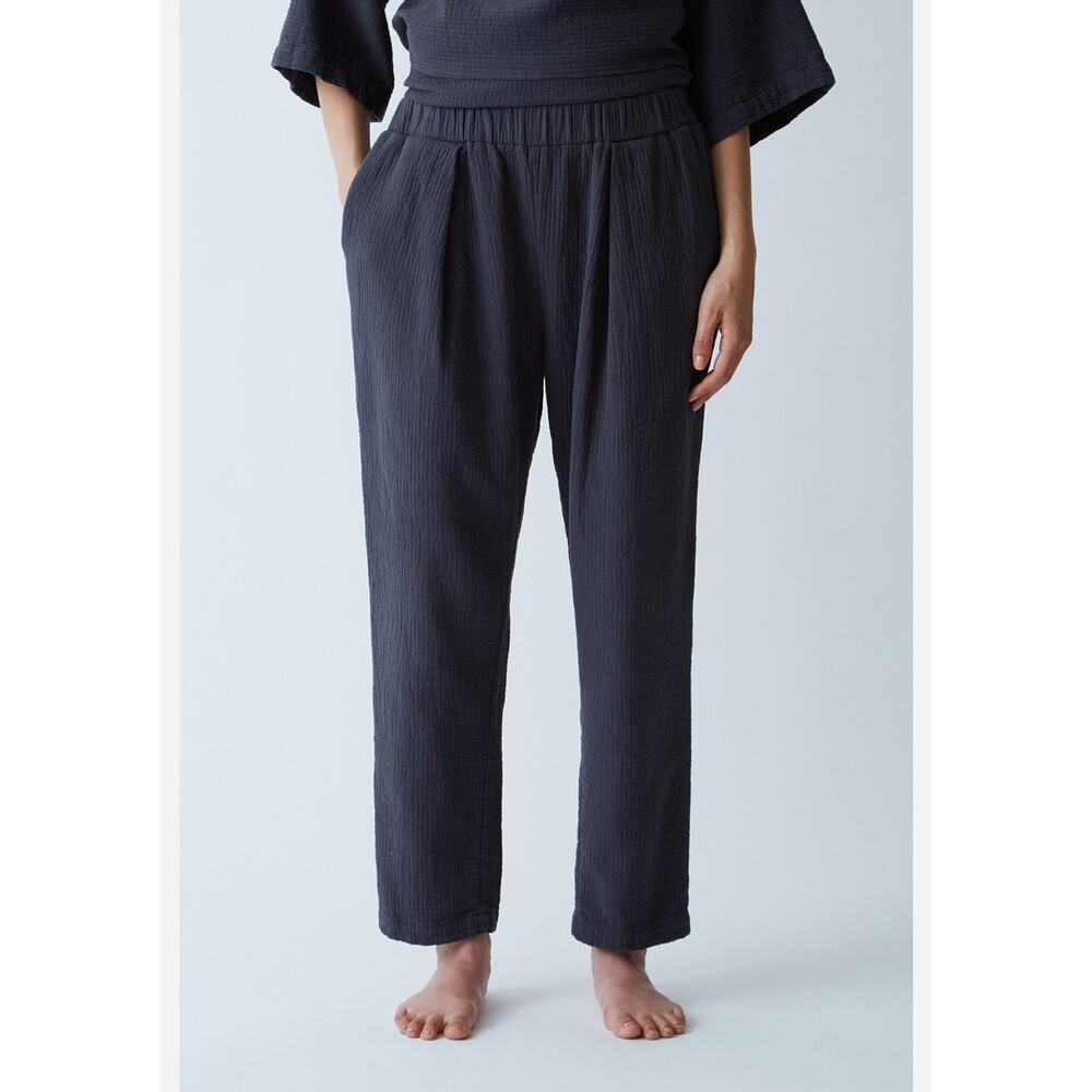 Black Crane Quilted Textured Relaxed Pants Navy Womans XS